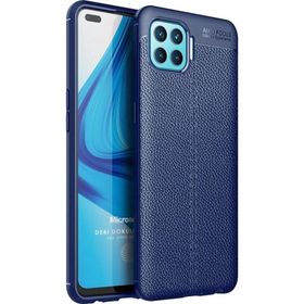 Microsonic Oppo Reno 4 Lite Deri Dokulu Silikon Lacivert Cep Telefonu Kılıfı