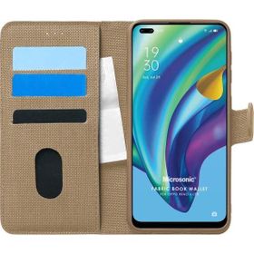 Microsonic Oppo Reno 4 Lite Fabric Book Wallet Gold Cep Telefonu Kılıfı