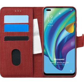Microsonic Oppo Reno 4 Lite Fabric Book Wallet Kırmızı Cep Telefonu Kılıfı