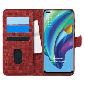Microsonic Oppo Reno 4 Lite Fabric Book Wallet Kırmızı Cep Telefonu Kılıfı