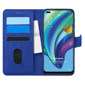 Microsonic Oppo Reno 4 Lite Fabric Book Wallet Lacivert Cep Telefonu Kılıfı