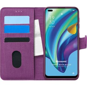 Microsonic Oppo Reno 4 Lite Fabric Book Wallet Mor Cep Telefonu Kılıfı