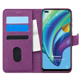 Microsonic Oppo Reno 4 Lite Fabric Book Wallet Mor Cep Telefonu Kılıfı