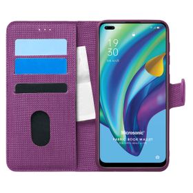 Microsonic Oppo Reno 4 Lite Fabric Book Wallet Mor Cep Telefonu Kılıfı