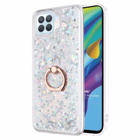 Microsonic Oppo Reno 4 Lite Glitter Liquid Holder Gümüş Cep Telefonu Kılıfı