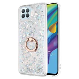 Microsonic Oppo Reno 4 Lite Glitter Liquid Holder Gümüş Cep Telefonu Kılıfı