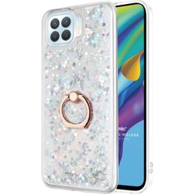 Microsonic Oppo Reno 4 Lite Glitter Liquid Holder Gümüş Cep Telefonu Kılıfı