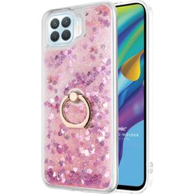 Microsonic Oppo Reno 4 Lite Glitter Liquid Holder Pembe Cep Telefonu Kılıfı