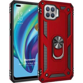Microsonic Oppo Reno 4 Lite Military Ring Holder Kırmızı Cep Telefonu Kılıfı