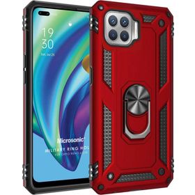 Microsonic Oppo Reno 4 Lite Military Ring Holder Kırmızı Cep Telefonu Kılıfı