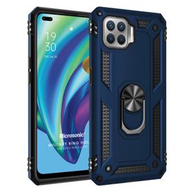 Microsonic Oppo Reno 4 Lite Military Ring Holder Lacivert Cep Telefonu Kılıfı