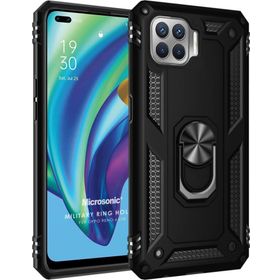 Microsonic Oppo Reno 4 Lite Military Ring Holder Siyah Cep Telefonu Kılıfı