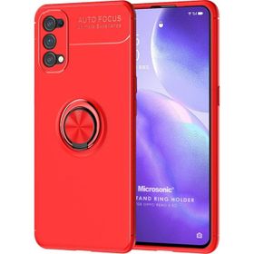 Microsonic Oppo Reno 5 5G Kickstand Ring Holder Kırmızı Kılıf