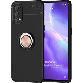 Microsonic Oppo Reno 5 5G Kickstand Ring Holder Siyah Rose Kılıf
