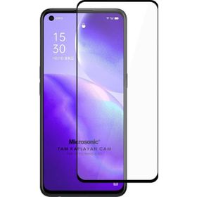 Microsonic Oppo Reno 5 5G Tam Kaplayan Temperli Siyah Cam Ekran Koruyucu