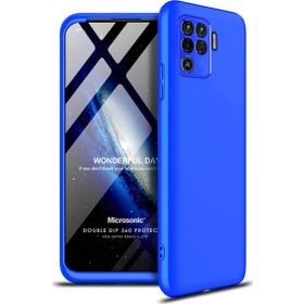 Microsonic Oppo Reno 5 Lite Double Dip 360 Protective Mavi Cep Telefonu Kılıfı