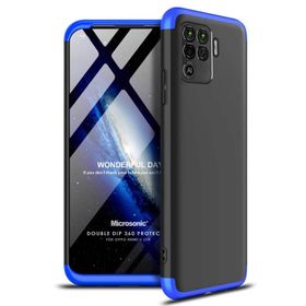 Microsonic Oppo Reno 5 Lite Double Dip 360 Protective Siyah Mavi Cep Telefonu Kılıfı