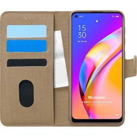 Microsonic Oppo Reno 5 Lite Fabric Book Wallet Gold Cep Telefonu Kılıfı