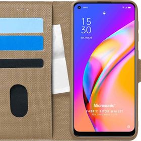 Microsonic Oppo Reno 5 Lite Fabric Book Wallet Gold Cep Telefonu Kılıfı