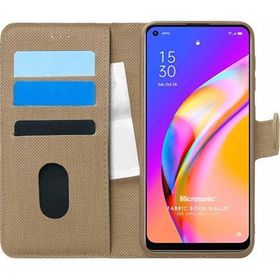 Microsonic Oppo Reno 5 Lite Fabric Book Wallet Gold Cep Telefonu Kılıfı
