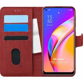 Microsonic Oppo Reno 5 Lite Fabric Book Wallet Kırmızı Cep Telefonu Kılıfı
