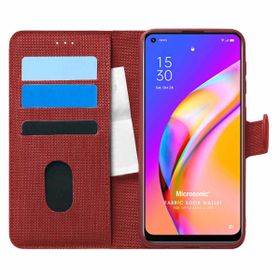 Microsonic Oppo Reno 5 Lite Fabric Book Wallet Kırmızı Cep Telefonu Kılıfı