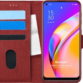 Microsonic Oppo Reno 5 Lite Fabric Book Wallet Kırmızı Cep Telefonu Kılıfı