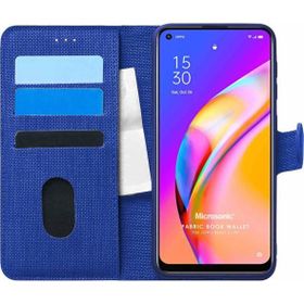 Microsonic Oppo Reno 5 Lite Fabric Book Wallet Lacivert Cep Telefonu Kılıfı