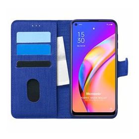 Microsonic Oppo Reno 5 Lite Fabric Book Wallet Lacivert Cep Telefonu Kılıfı