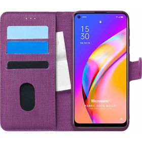 Microsonic Oppo Reno 5 Lite Fabric Book Wallet Mor Cep Telefonu Kılıfı