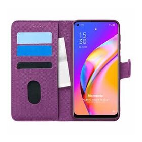 Microsonic Oppo Reno 5 Lite Fabric Book Wallet Mor Cep Telefonu Kılıfı