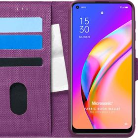 Microsonic Oppo Reno 5 Lite Fabric Book Wallet Mor Cep Telefonu Kılıfı