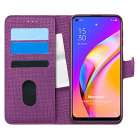 Microsonic Oppo Reno 5 Lite Fabric Book Wallet Mor Cep Telefonu Kılıfı