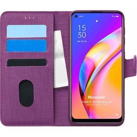 Microsonic Oppo Reno 5 Lite Fabric Book Wallet Mor Cep Telefonu Kılıfı