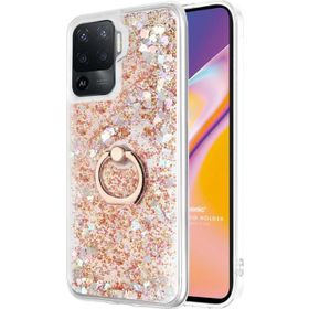 Microsonic Oppo Reno 5 Lite Glitter Liquid Holder Gold Cep Telefonu Kılıfı