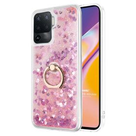 Microsonic Oppo Reno 5 Lite Glitter Liquid Holder Pembe Cep Telefonu Kılıfı