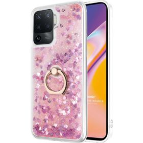 Microsonic Oppo Reno 5 Lite Glitter Liquid Holder Pembe Cep Telefonu Kılıfı