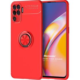 Microsonic Oppo Reno 5 Lite Kickstand Ring Holder Kırmızı Kılıf
