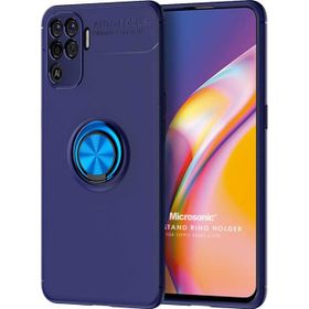 Microsonic Oppo Reno 5 Lite Kickstand Ring Holder Lacivert Kılıf