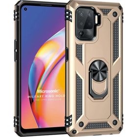 Microsonic Oppo Reno 5 Lite Military Ring Holder Gold Cep Telefonu Kılıfı