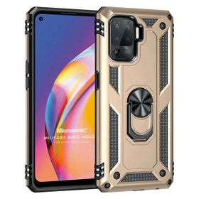 Microsonic Oppo Reno 5 Lite Military Ring Holder Gold Cep Telefonu Kılıfı