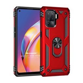 Microsonic Oppo Reno 5 Lite Military Ring Holder Kırmızı Cep Telefonu Kılıfı
