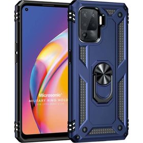 Microsonic Oppo Reno 5 Lite Military Ring Holder Lacivert Cep Telefonu Kılıfı