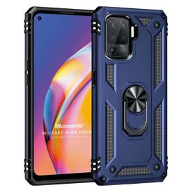 Microsonic Oppo Reno 5 Lite Military Ring Holder Lacivert Cep Telefonu Kılıfı
