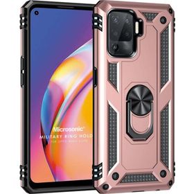 Microsonic Oppo Reno 5 Lite Military Ring Holder Rose Gold Cep Telefonu Kılıfı
