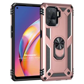 Microsonic Oppo Reno 5 Lite Military Ring Holder Rose Gold Cep Telefonu Kılıfı