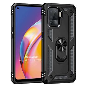 Microsonic Oppo Reno 5 Lite Military Ring Holder Siyah Cep Telefonu Kılıfı