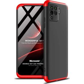 Microsonic Oppo Reno 5 Lite Siyah Kırmızı Double Dip 360 Protective Cep Telefonu Kılıfı
