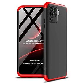 Microsonic Oppo Reno 5 Lite Siyah Kırmızı Double Dip 360 Protective Cep Telefonu Kılıfı