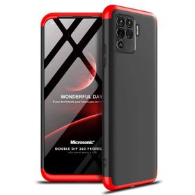Microsonic Oppo Reno 5 Lite Siyah Kırmızı Double Dip 360 Protective Cep Telefonu Kılıfı